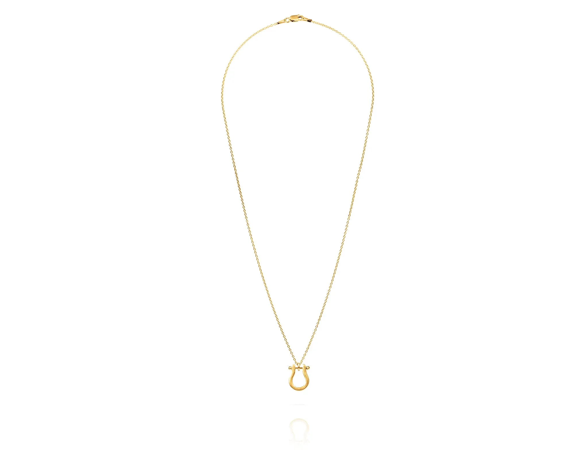 Small Shackle Bit Charm Necklace | Gold