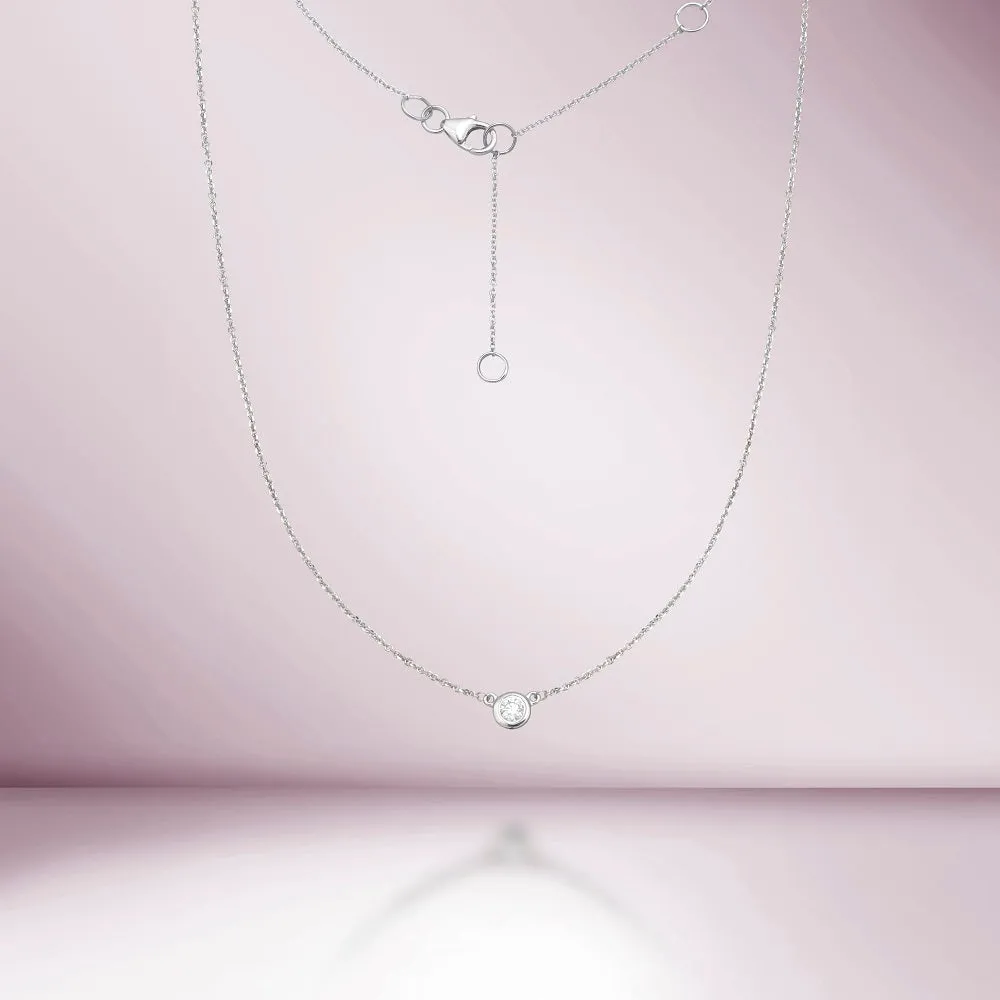 Solitaire Diamond Chain Necklace (0.40 ct.) Bezel Set in 14K Gold