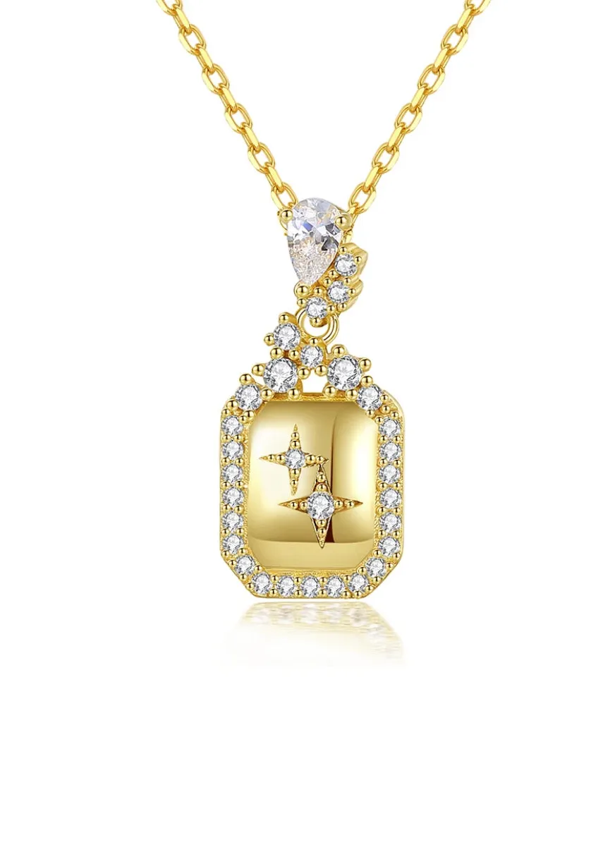 STARRY NIGHT Gold and Simulated Diamond Necklace