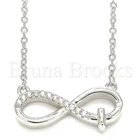 Sterling Silver 04.336.0175.16 Fancy Necklace, Infinite Design, with White Crystal, Polished Finish, Rhodium Tone