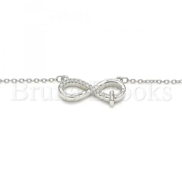 Sterling Silver 04.336.0175.16 Fancy Necklace, Infinite Design, with White Crystal, Polished Finish, Rhodium Tone