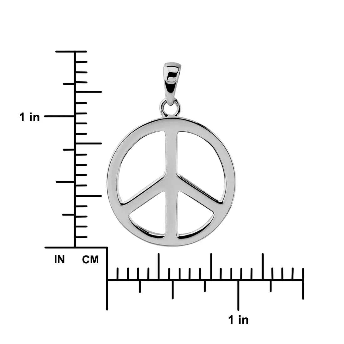 Sterling Silver Large Peace Sign Pendant Necklace, 18"