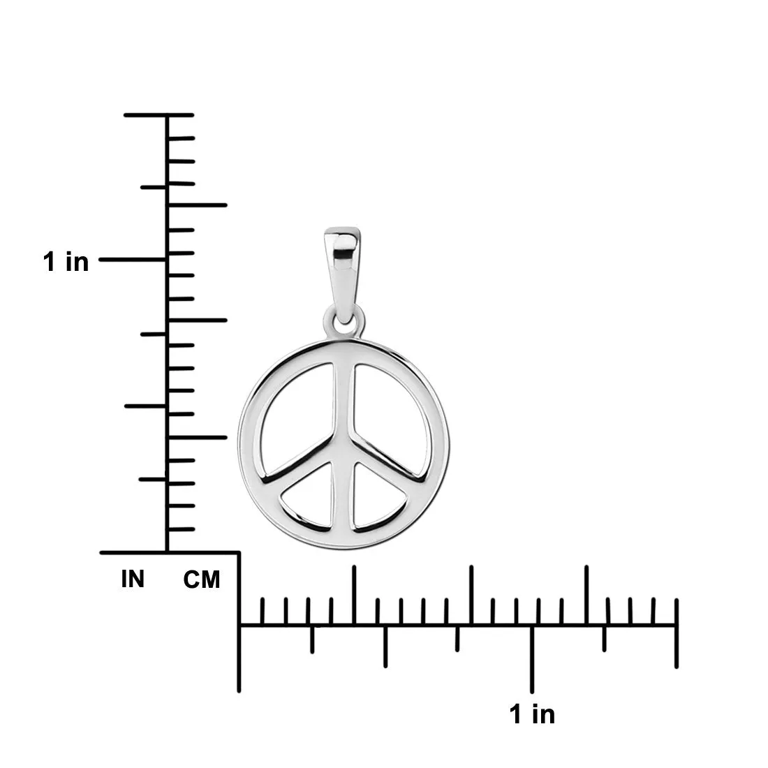 Sterling Silver Small Peace Sign Pendant Necklace, 18"