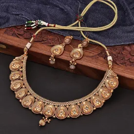 Sukkhi Adorable Choker Golden Gold Plated Necklace Set For Women