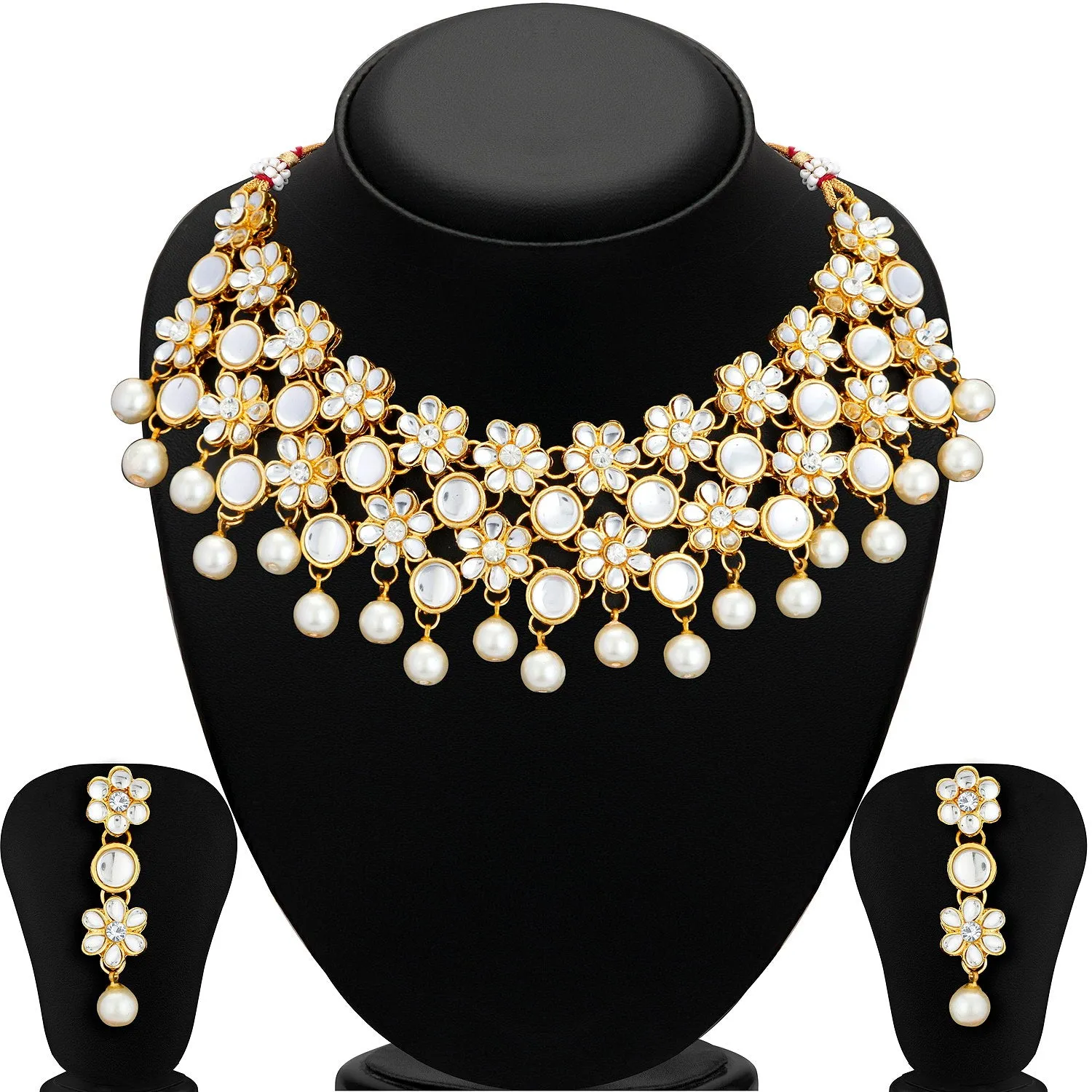 Sukkhi Astonish Floral Gold Plated Kundan Necklace Set for Women