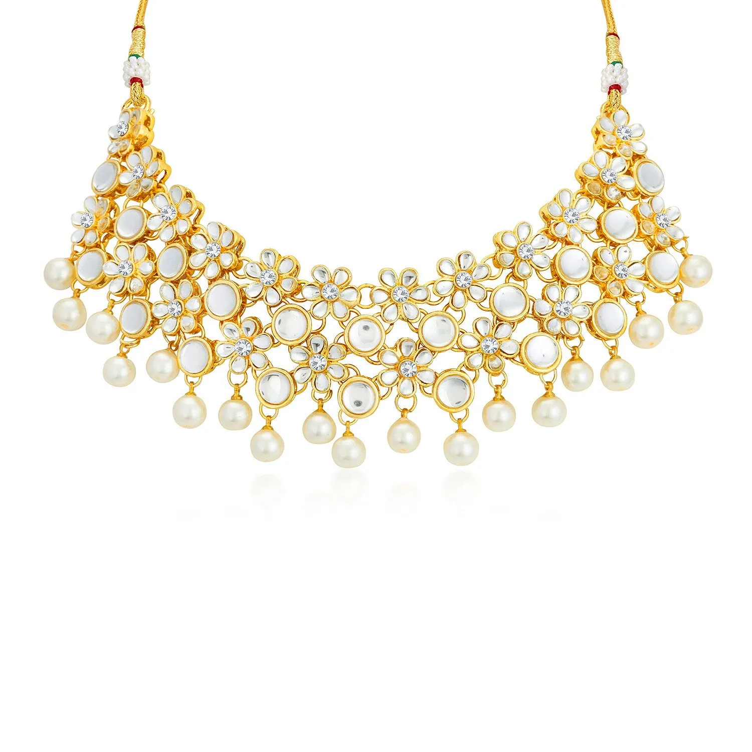 Sukkhi Astonish Floral Gold Plated Kundan Necklace Set for Women