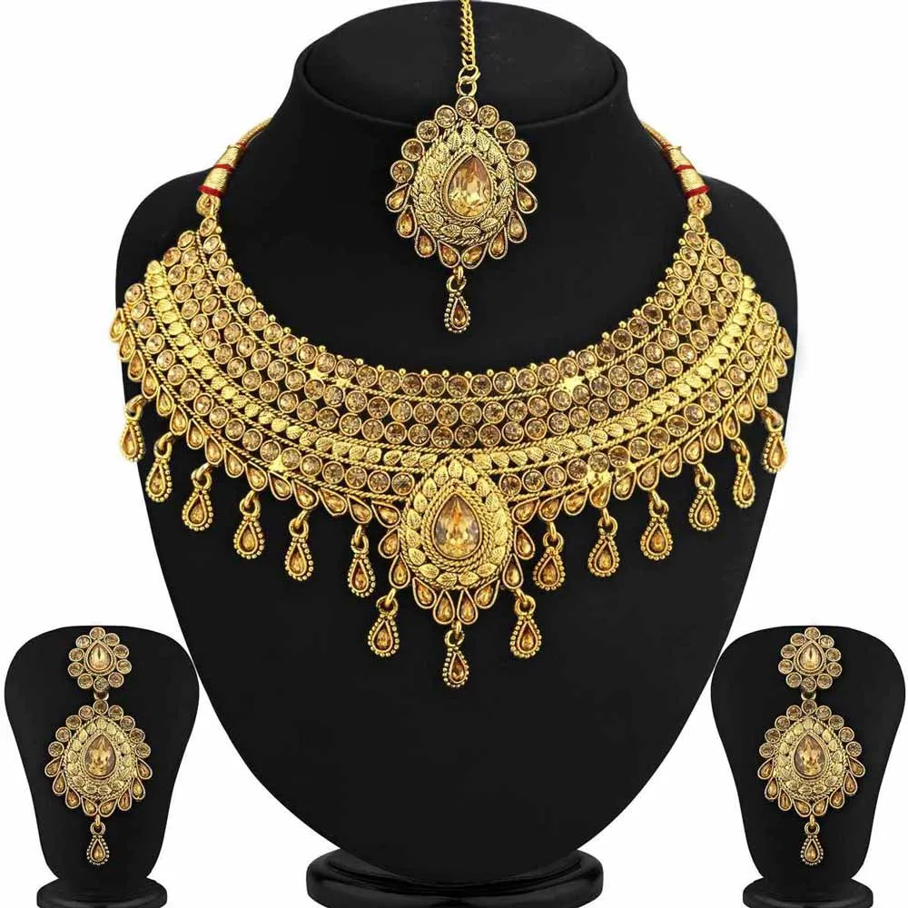 Sukkhi Attractive Choker Gold Plated Necklace Set for Women