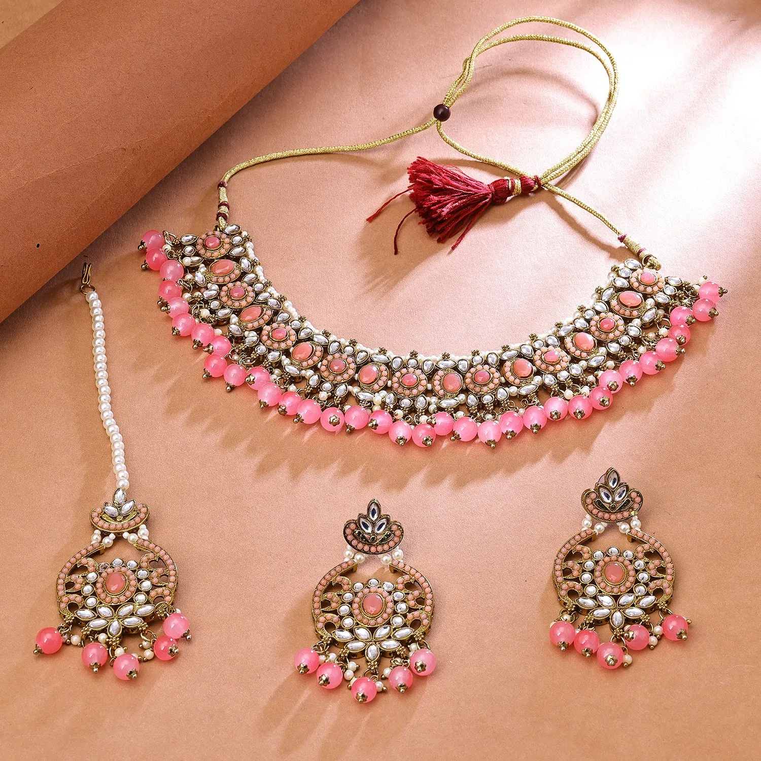 Sukkhi Attractive Gold Plated Choker Necklace Set For Women