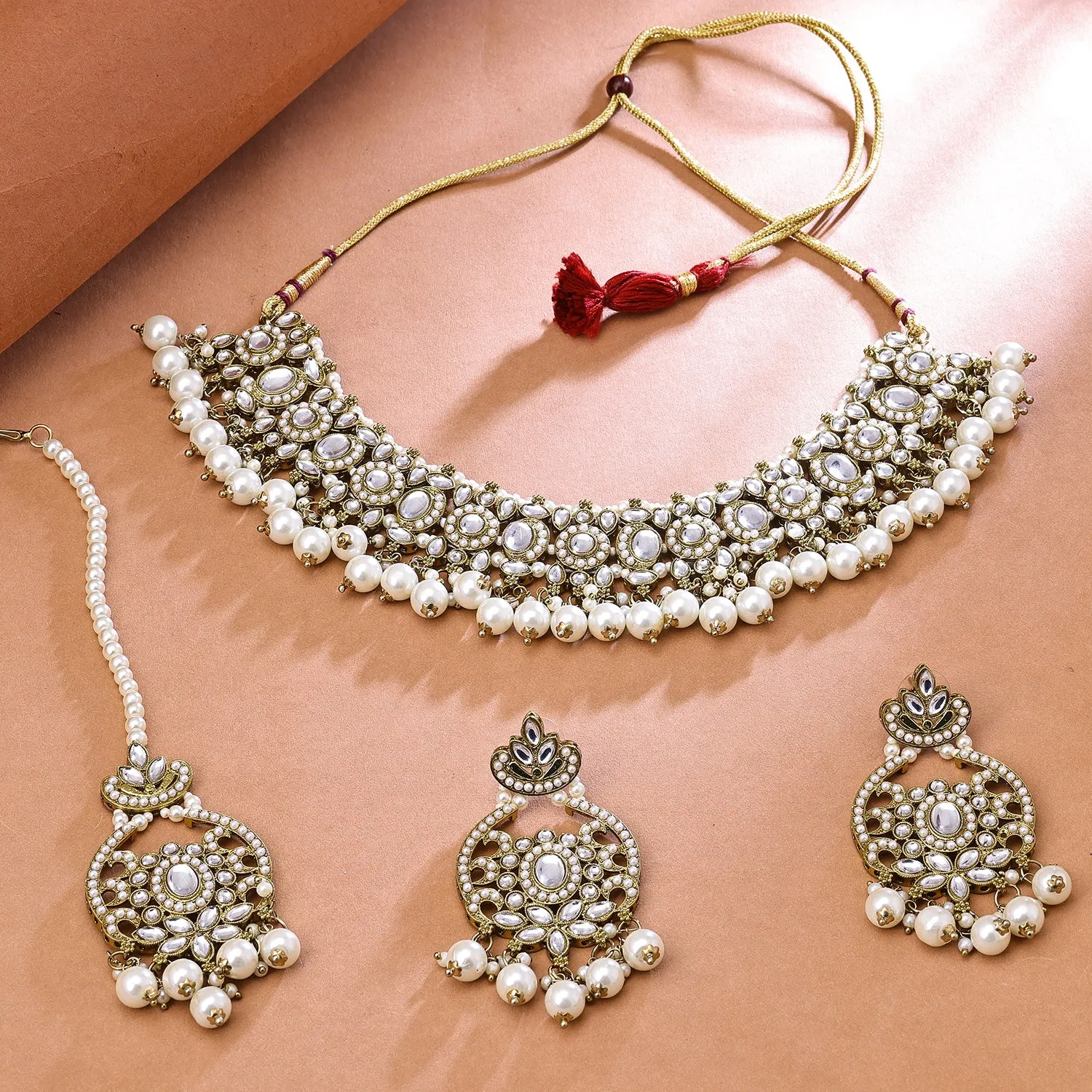 Sukkhi Attractive Gold Plated Choker Necklace Set For Women