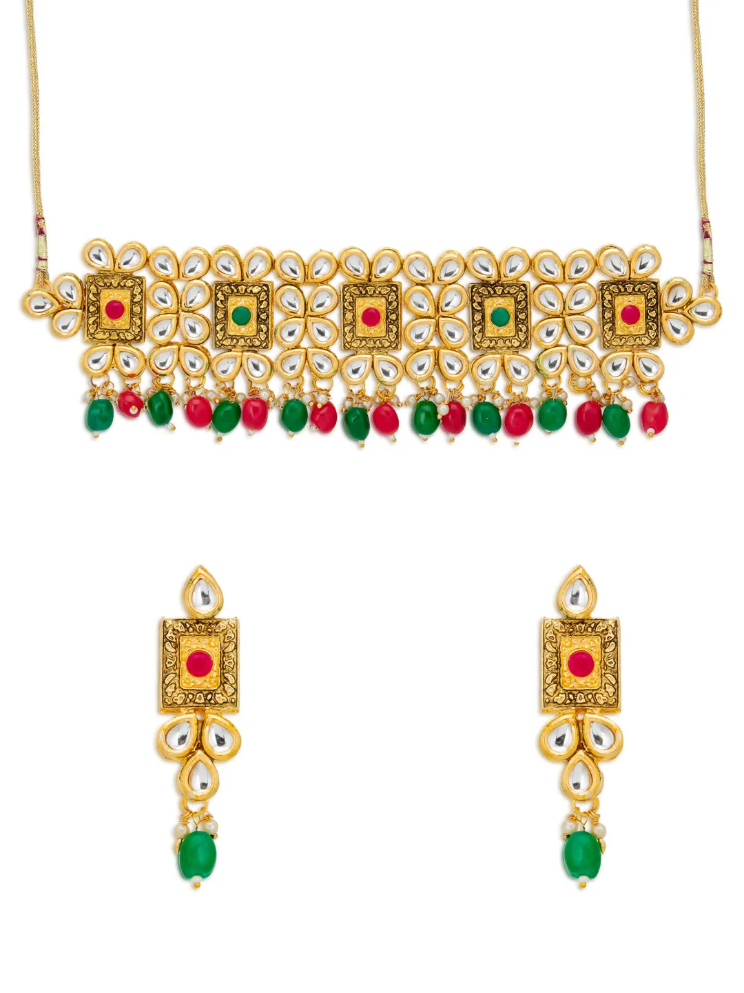 Sukkhi Attractive Gold Plated Kundan Choker Necklace Set for Women (SKR74675)