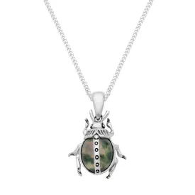 THE BEETLE - Sterling Silver & Moss Agate Necklace