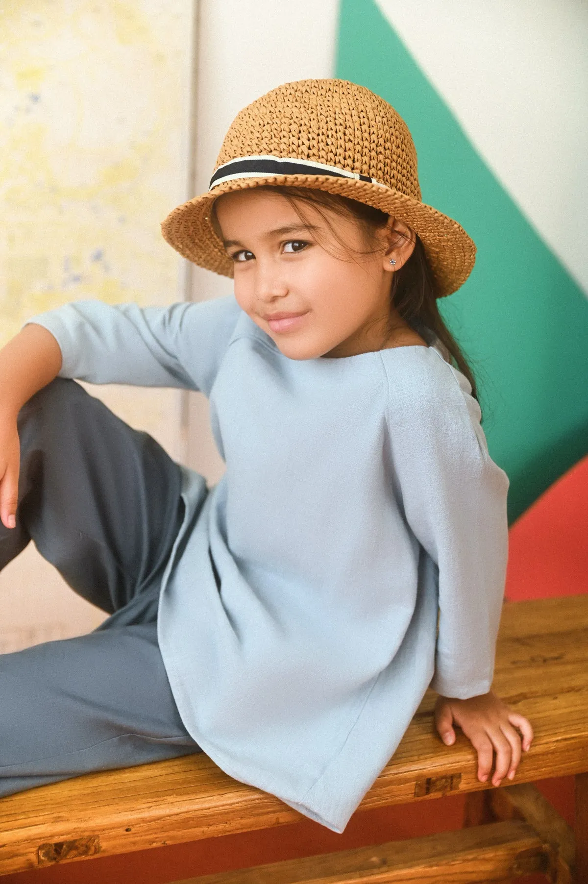 The Champions Raglan Blouse - Dusty Blue