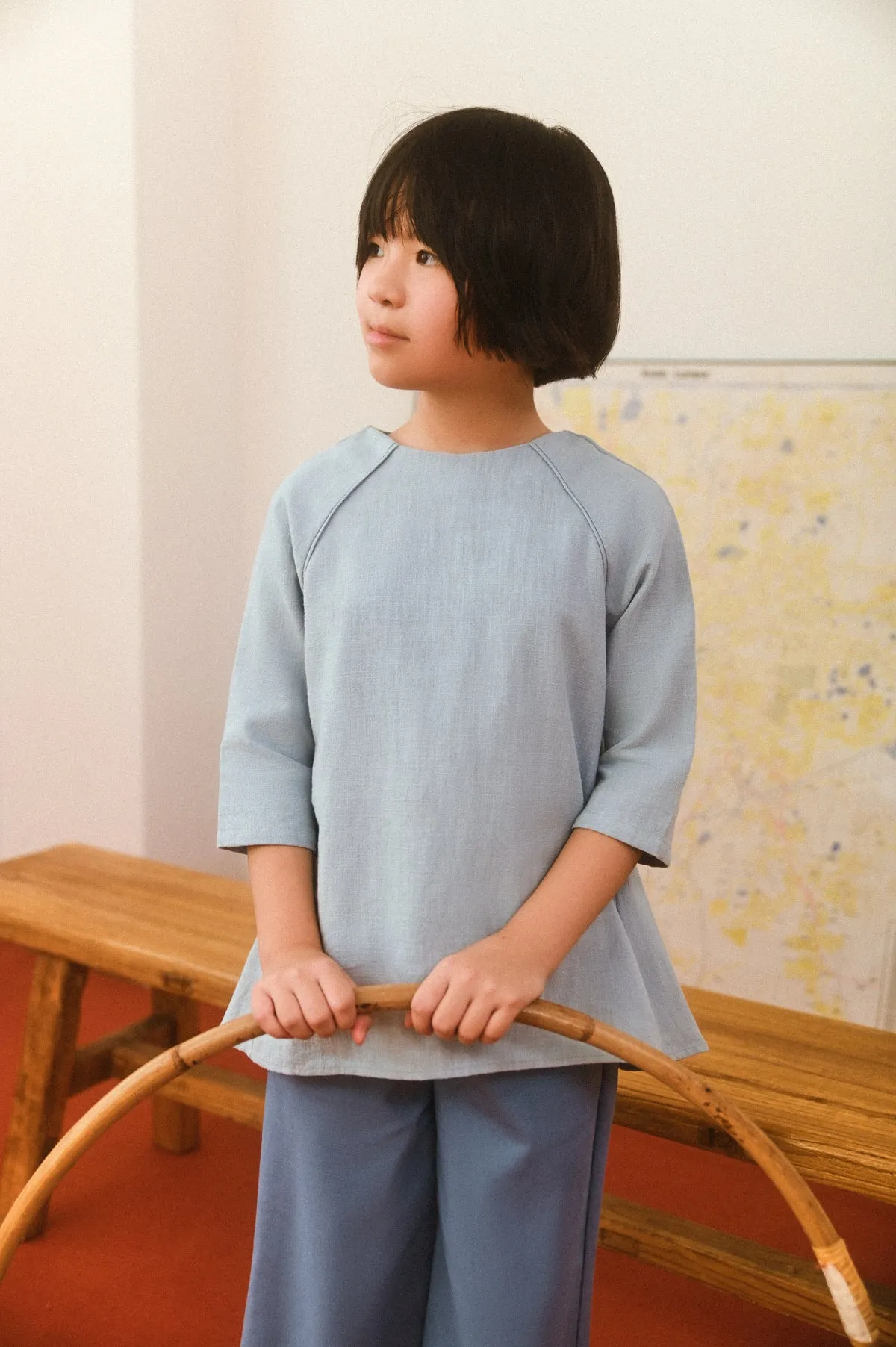 The Champions Raglan Blouse - Dusty Blue