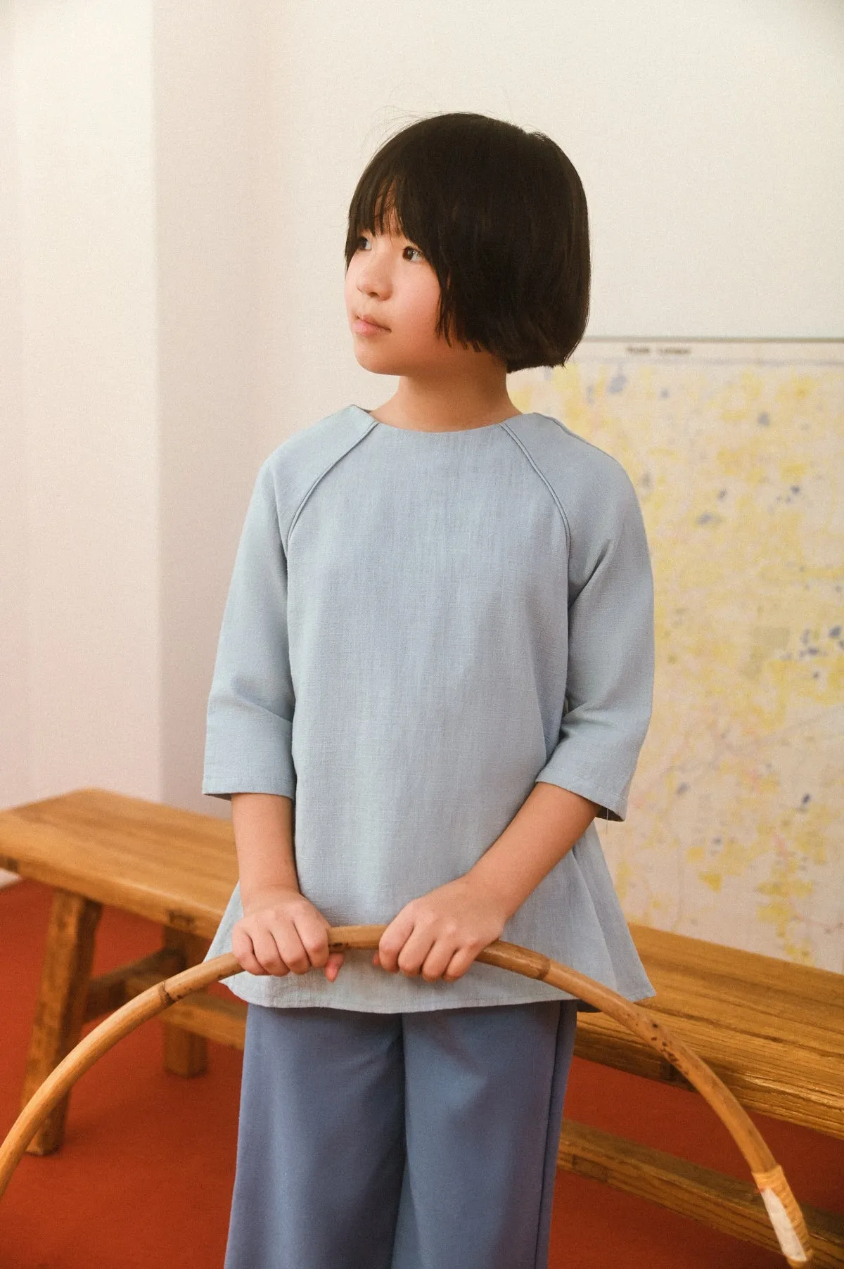 The Champions Raglan Blouse - Dusty Blue