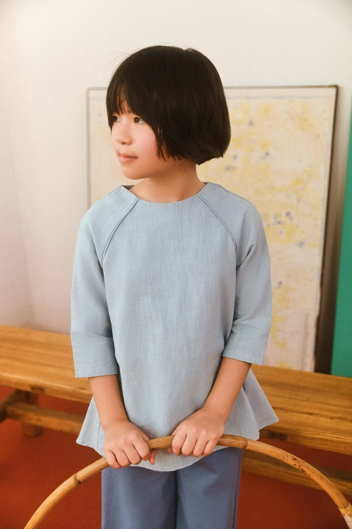 The Champions Raglan Blouse - Dusty Blue