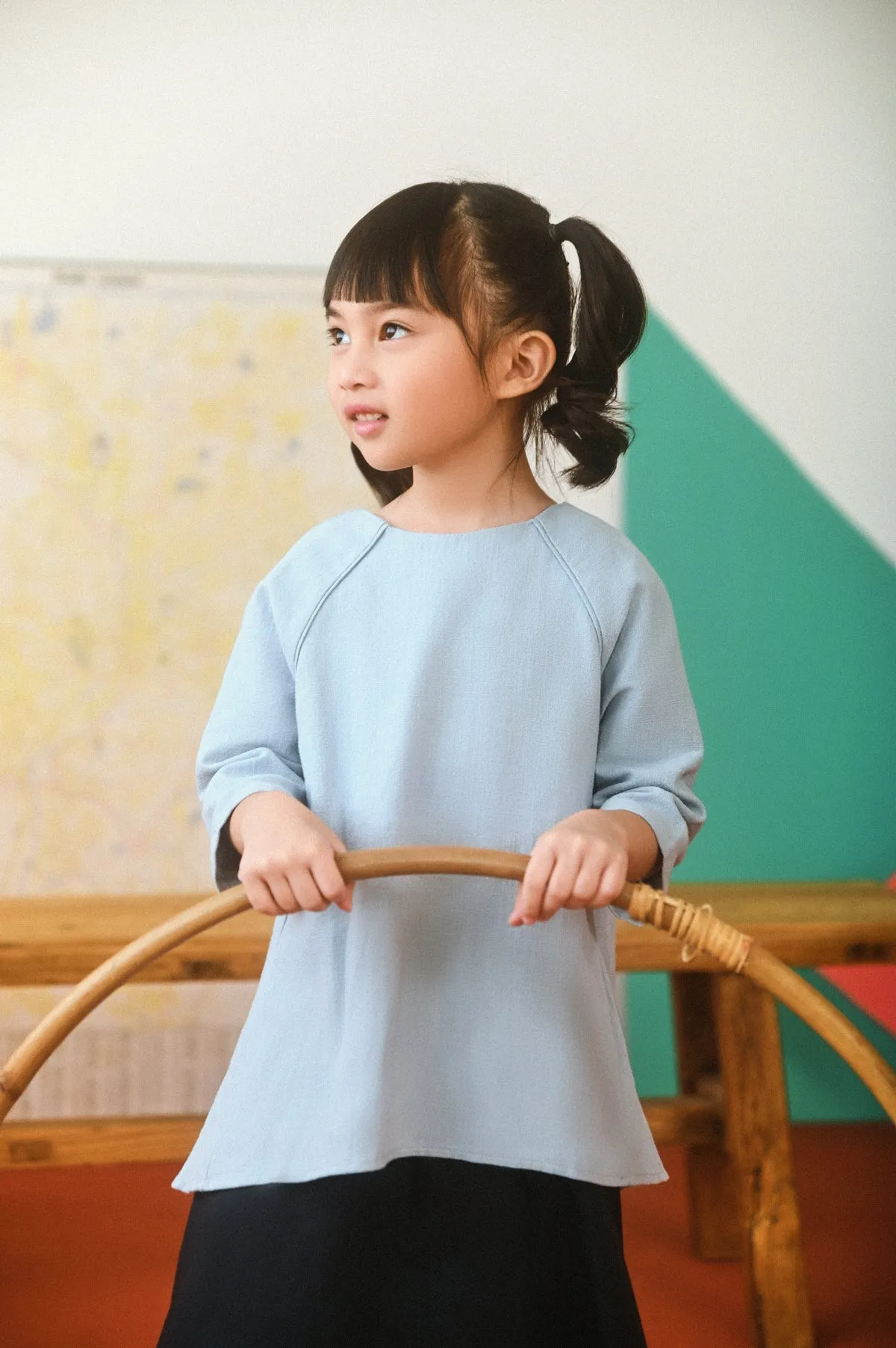 The Champions Raglan Blouse - Dusty Blue