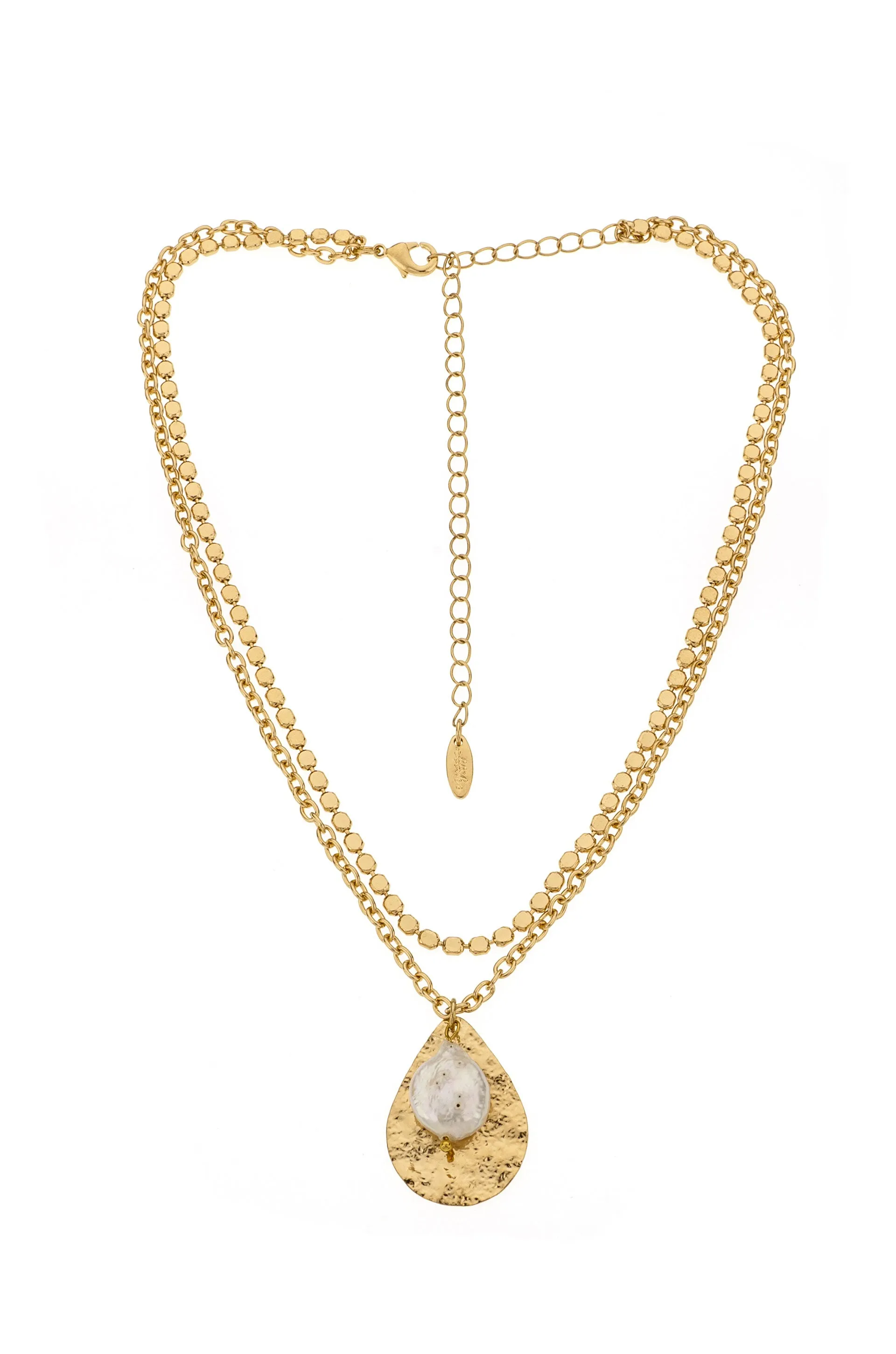 Timeless Hammered Pearl Pendant Necklace