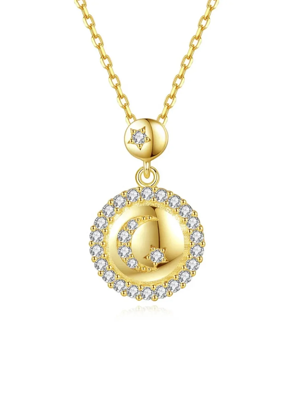 TO THE MOON AND BACK Gold and Simulated Diamond Necklace