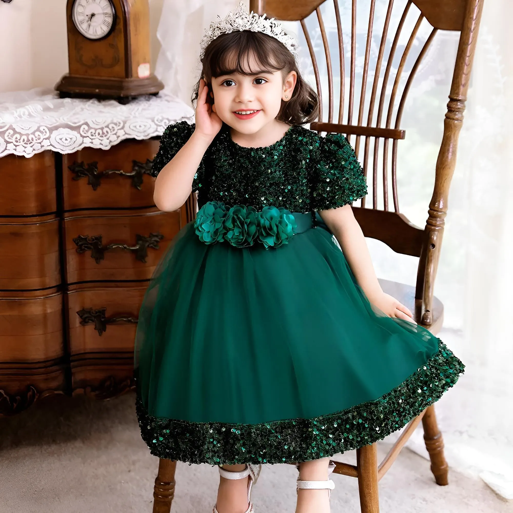 Toddler Girls 1st Birthday Dress Bow Cute Baby Baptism Gown Kids Wedding Party Elegant Princess Christmas Dress