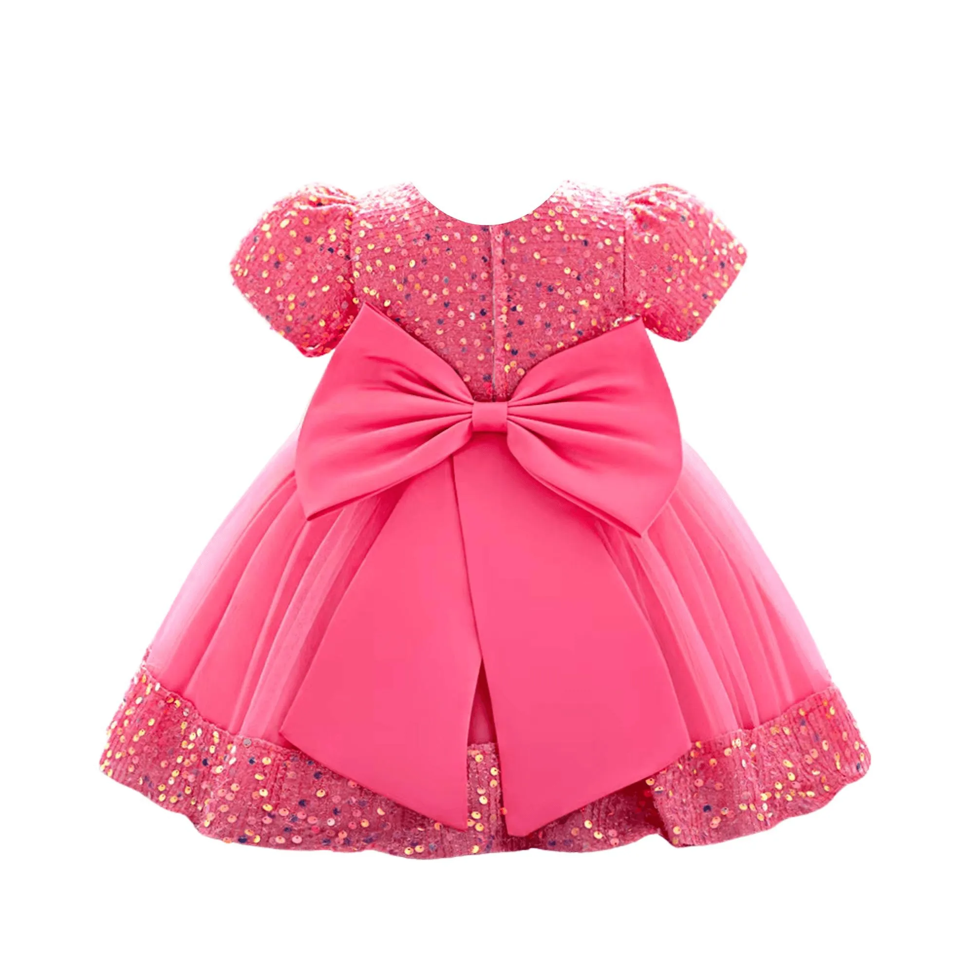 Toddler Girls 1st Birthday Dress Bow Cute Baby Baptism Gown Kids Wedding Party Elegant Princess Christmas Dress