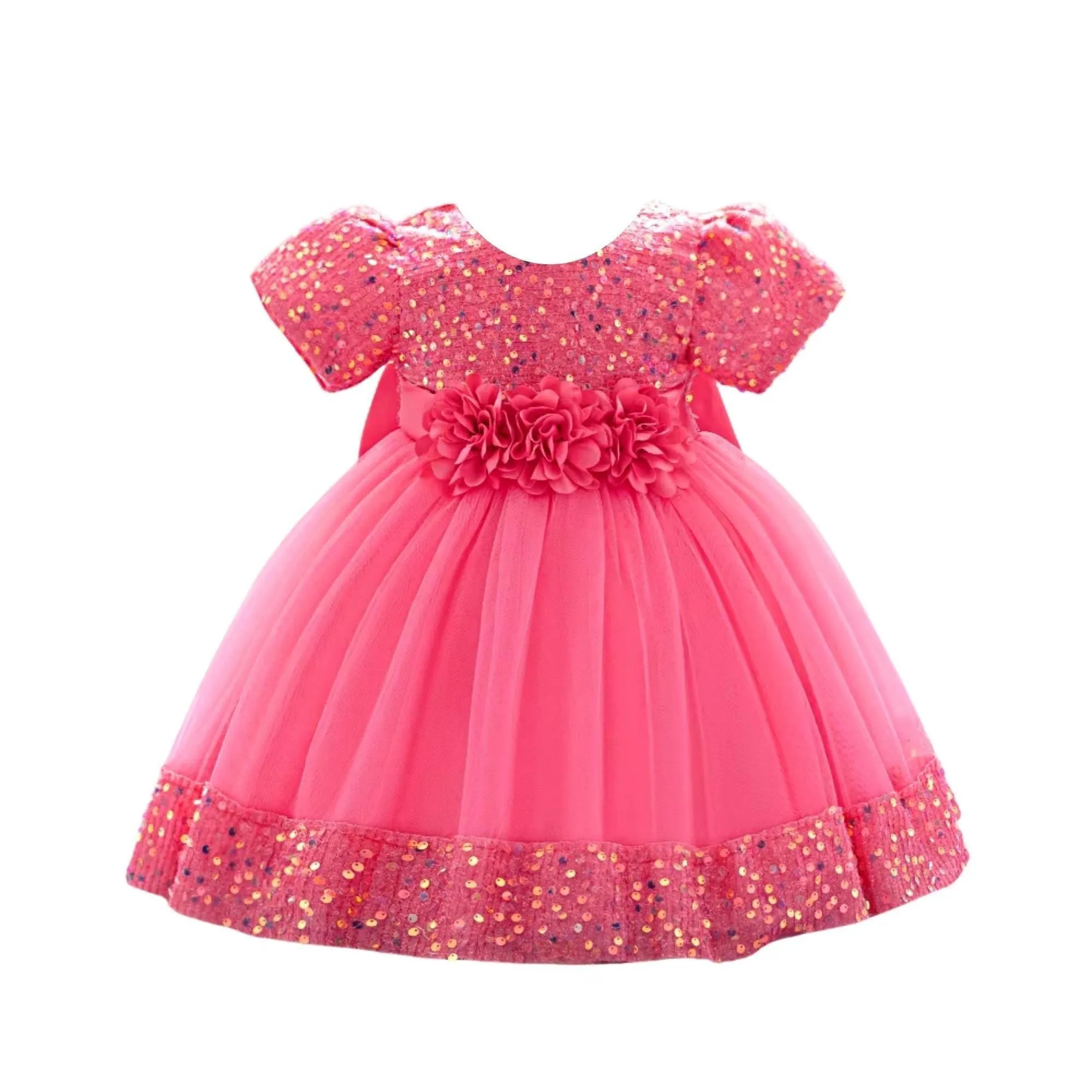 Toddler Girls 1st Birthday Dress Bow Cute Baby Baptism Gown Kids Wedding Party Elegant Princess Christmas Dress