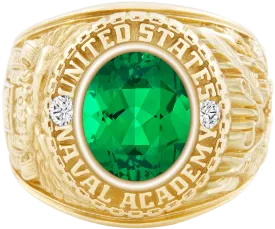 USNA Class Ring Mod™ with Emerald Centerpiece and Diamond Dividers