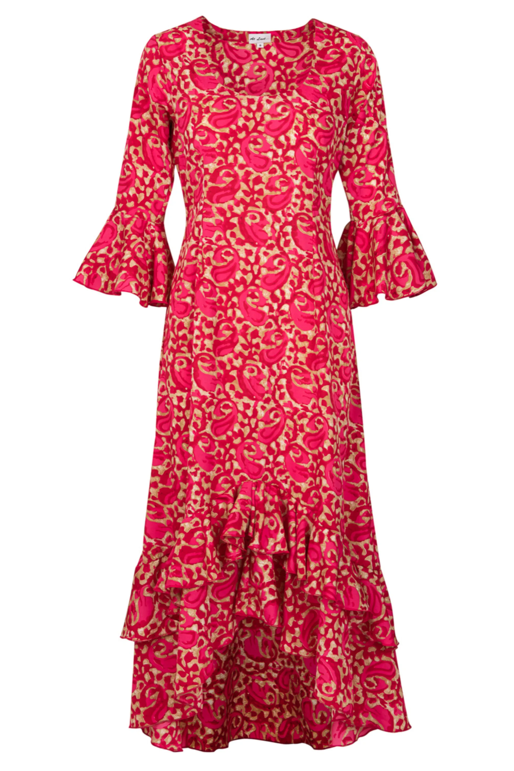 Victoria Midi Dress Hot Pink Swirl