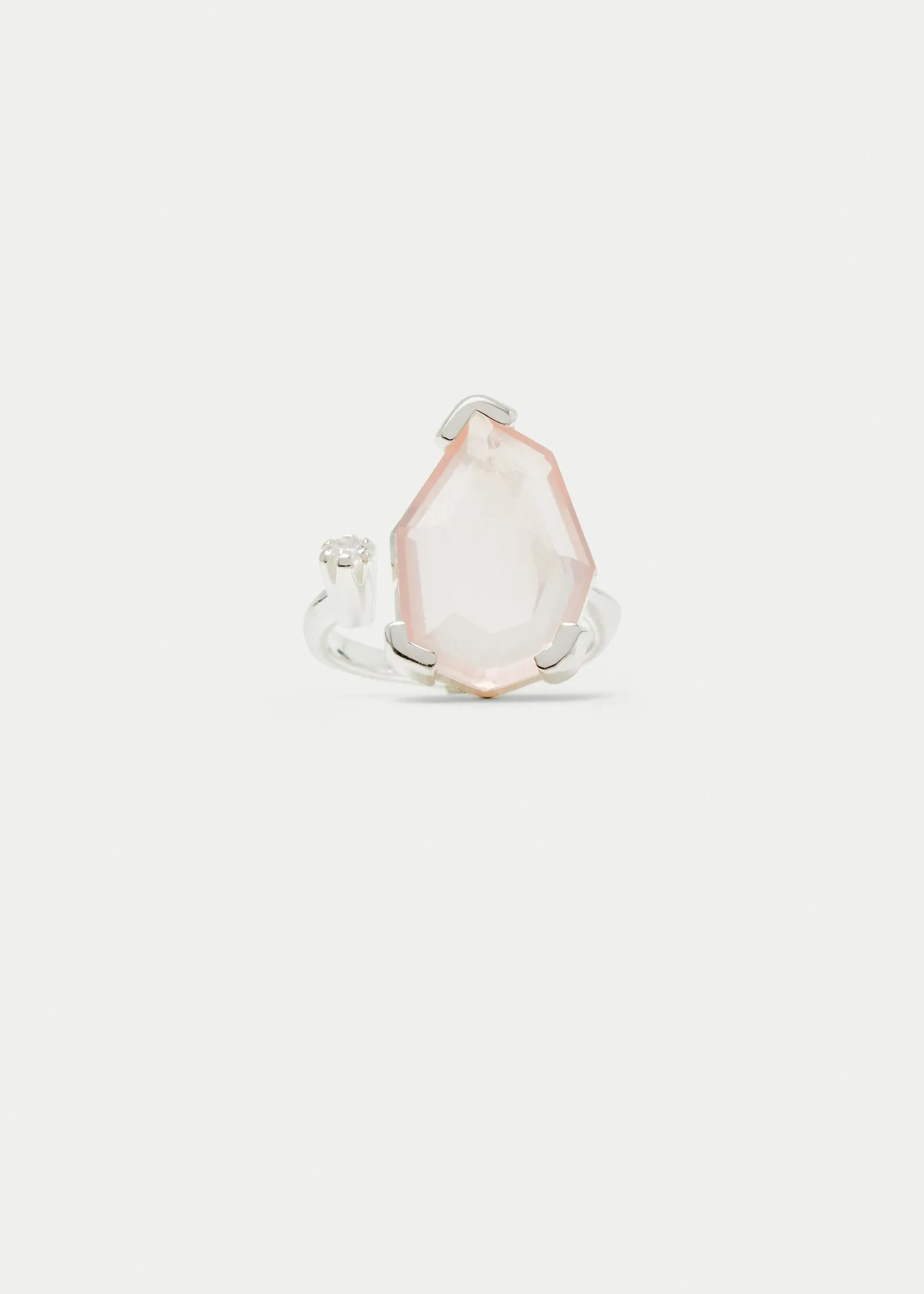 Warped Duo Heptagon Ring | Rose Quartz