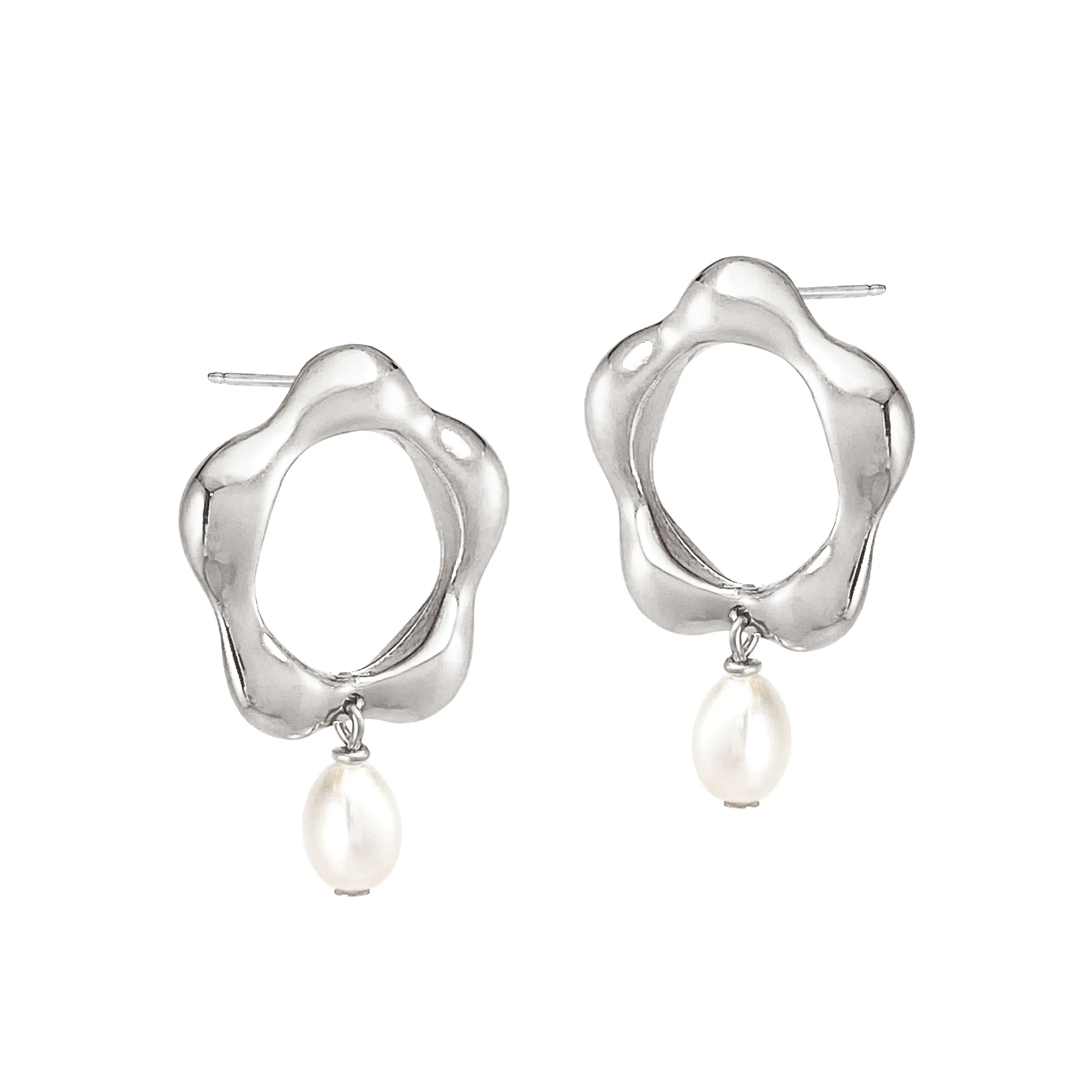 Wildflower Pearl Studs - Silver