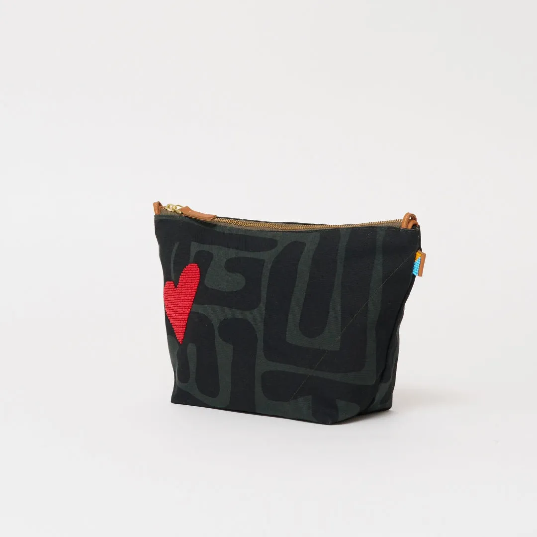 XLarge Convertible Pouch - Safari Kuba with Beaded Red Heart